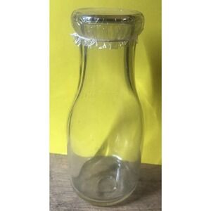 Milk Bottle One Pint Pure Guernsey Original Cardboard Pull Tab Clear Dairy VTG‎